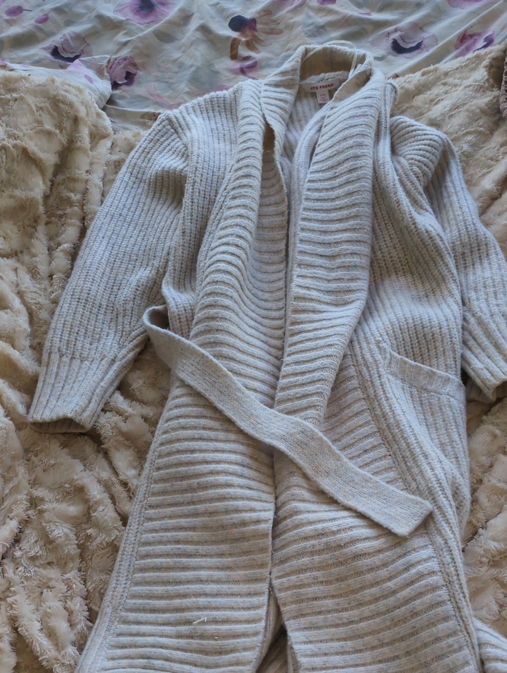 Never Worn Joe fresh Cozy Ribbed Shawl Collar Cardigan Sweater - Cream large